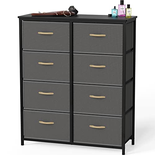 Simple Houseware 8 Drawer Wide Dresser Tall Storage Tower, Dark Grey