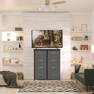 Simple Houseware 8 Drawer Wide Dresser Tall Storage Tower, Dark Grey