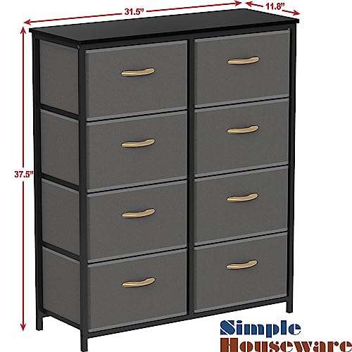 Simple Houseware 8 Drawer Wide Dresser Tall Storage Tower, Dark Grey