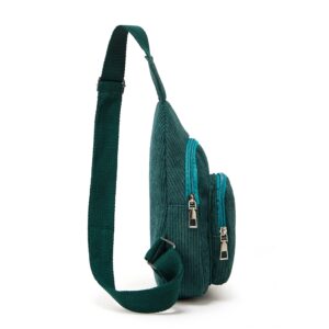 Sling Bag for Women Small Crossbody Sling Bag Corduroy Sling Backpack Fanny Belt Bag for Travel Sports Running Hiking Khaki