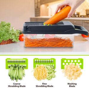 vegetable chopper, 12 in 1 Hand Held Multifunctional vegetable cutter, fruits slicer and egg white separator