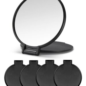 Qislee Compact Mirror Bulk, Round Makeup Mirror for Purse, Set of 4 (Black)