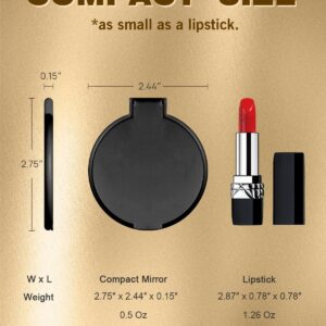 Qislee Compact Mirror Bulk, Round Makeup Mirror for Purse, Set of 4 (Black)