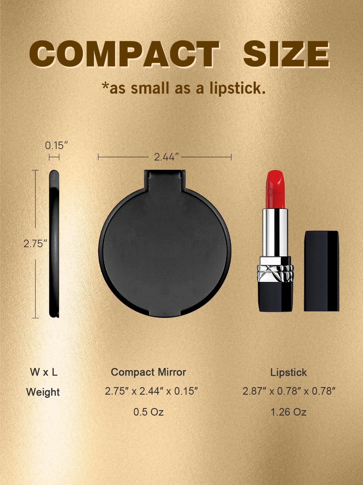 Qislee Compact Mirror Bulk, Round Makeup Mirror for Purse, Set of 4 (Black)