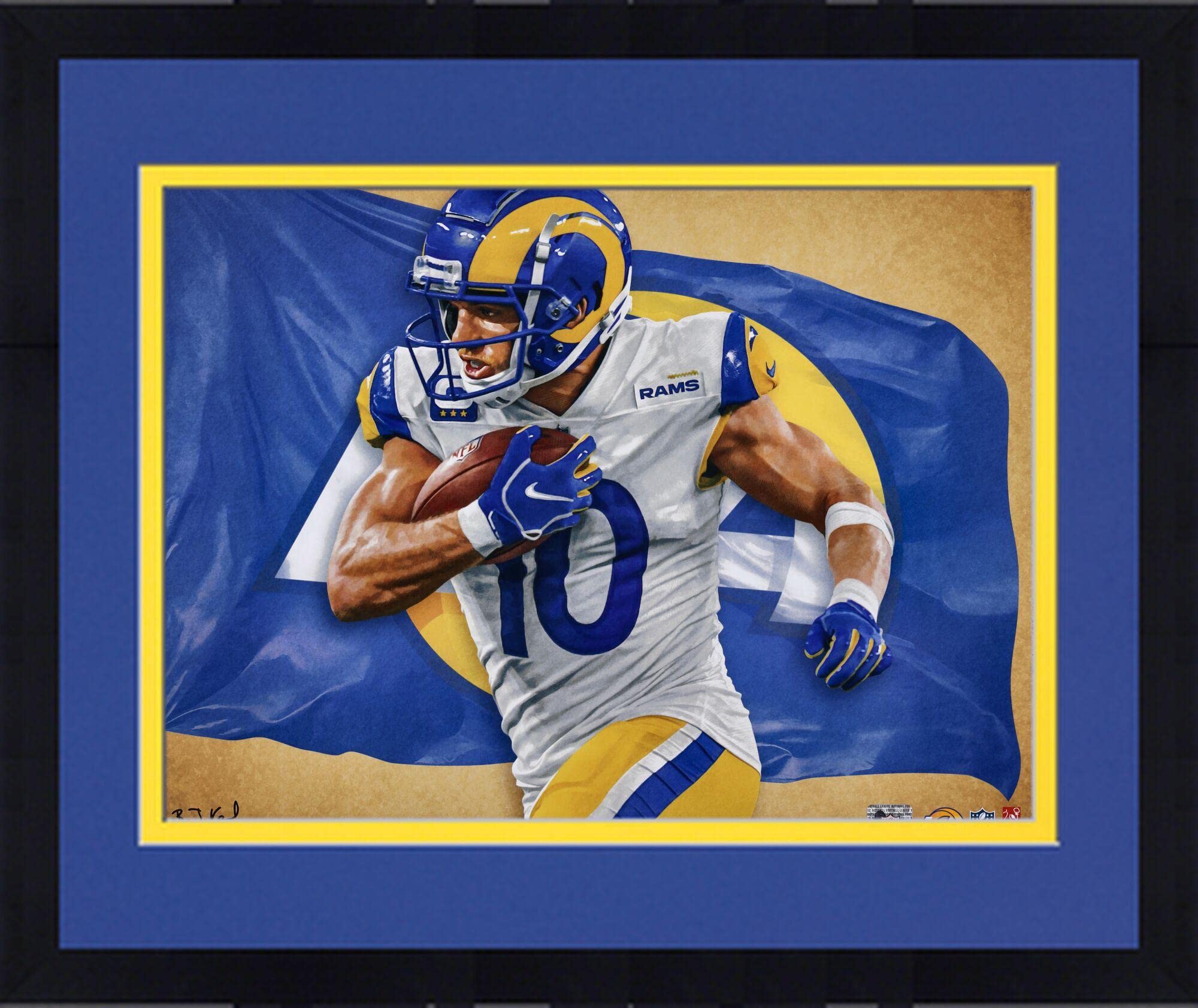 Framed Cooper Kupp Los Angeles Rams 16" x 20" Photo Print - Designed and Signed by Artist Brian Konnick - Limited Edition 62 - Autographed NFL Photos