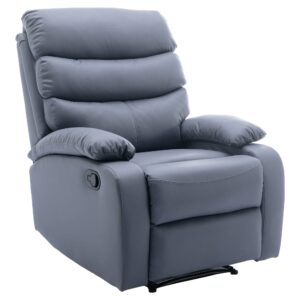 cooexult small manual recliner chair for adults, faux leather reclining chairs for living room made of waterproof fabric, modern recliner for bedroom, dark grey