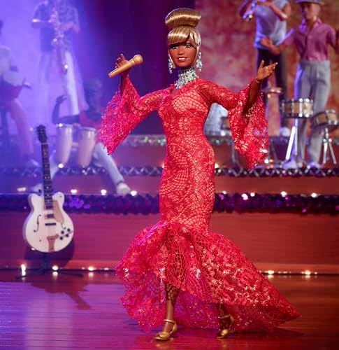 Barbie Inspiring Women Doll, Celia Cruz Queen of Salsa in Red Lace Dress with Golden Microphone, Collectible with Doll Stand & Certificate of Authenticity