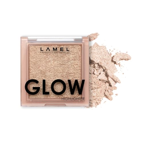 LAMEL Glow Highlighter: Face Make Up & Contour Palette in Deep, Vibrant Colors - Natural Shimmer - Compact Size & Perfect for Travel - Cruelty Free - 3.8gr/0.13 oz 402 (Sun)