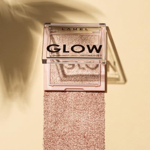 LAMEL Glow Highlighter: Face Make Up & Contour Palette in Deep, Vibrant Colors - Natural Shimmer - Compact Size & Perfect for Travel - Cruelty Free - 3.8gr/0.13 oz 402 (Sun)