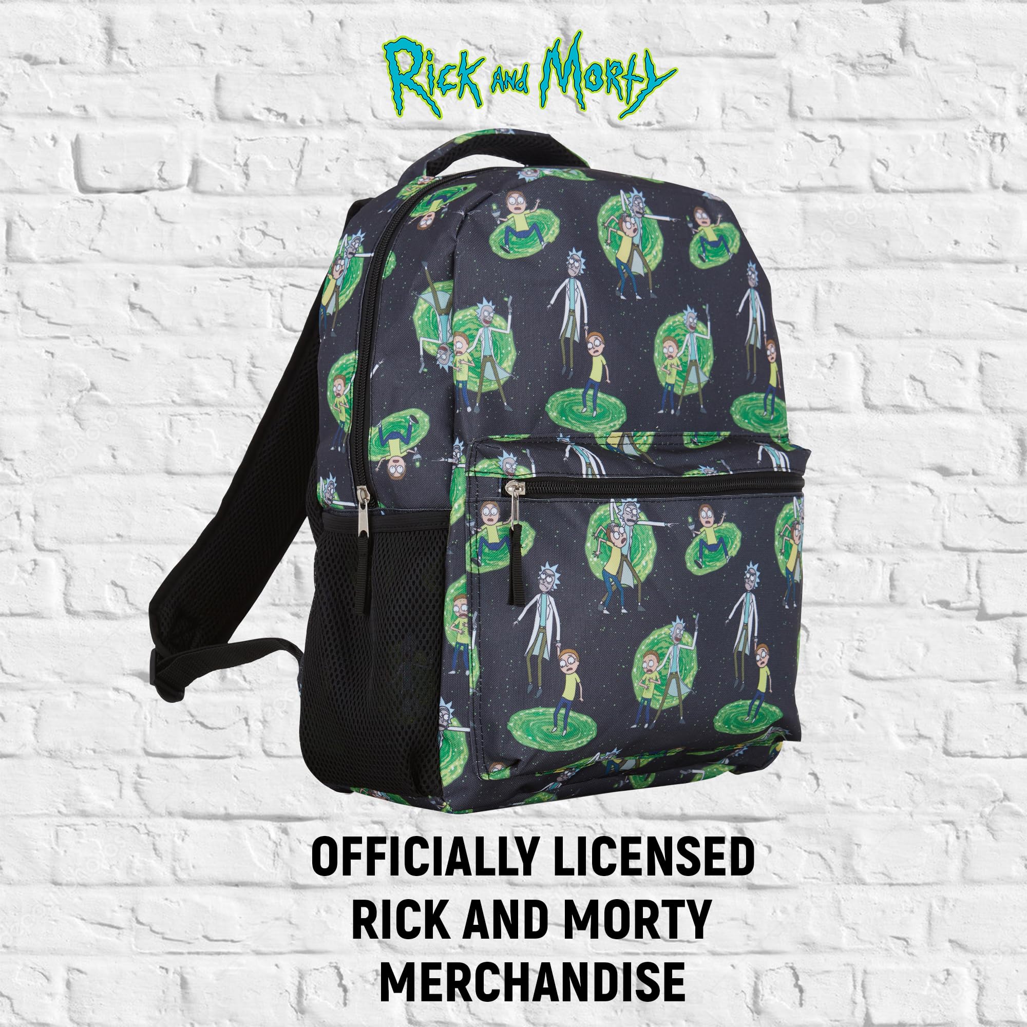 RICK AND MORTY Allover Backpack, Summer and Squanchy - Official School Bookbag (Black)