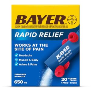 bayer new rapid dissolvable raspberry flavor powder packs with aspirin & caffeine for fast acting headache, muscle and body pain relief