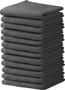 towel and linen mart grey salon towels, pack of 12 (not bleach proof, 16 x 27 inches) highly absorbent towels for hand, salon, gym, beauty, spa, and home hair care (grey) 12 pack