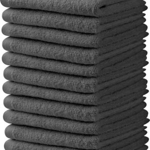 Towel and Linen Mart Grey Salon Towels, Pack of 12 (Not Bleach Proof, 16 x 27 Inches) Highly Absorbent Towels for Hand, Salon, Gym, Beauty, Spa, and Home Hair Care (Grey) 12 Pack