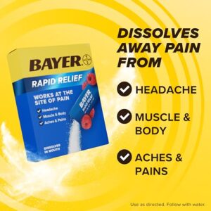 Bayer New Rapid Relief Powder Packs with Aspirin & Caffeine, Dissolvable Fast Acting Pain Relief, Works at Site of Pain to Relieve Headache, Muscle and Body Pain, Raspberry Flavor, 30 Count