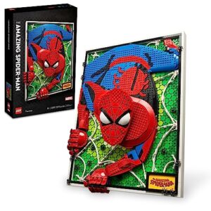 lego art the amazing spider-man 31209 build & display home decor wall art kit, nostalgic super hero gift for adults or back to school gift for teen spider-man fans