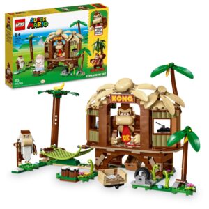 lego super mario donkey kong’s tree house expansion set, buildable game with 2 collectible super mario figures donkey kong and cranky kong, fun birthday gift for 8-10 year old kids, 71424