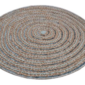 Trunkin USA jute-embroidered-placemat-br-color-teal-natural-br-size-15-round-br-set-of-4