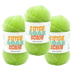 (3 pack) lion brand yarn stitch soak scrub nylon yarn for crafts, chartreuse