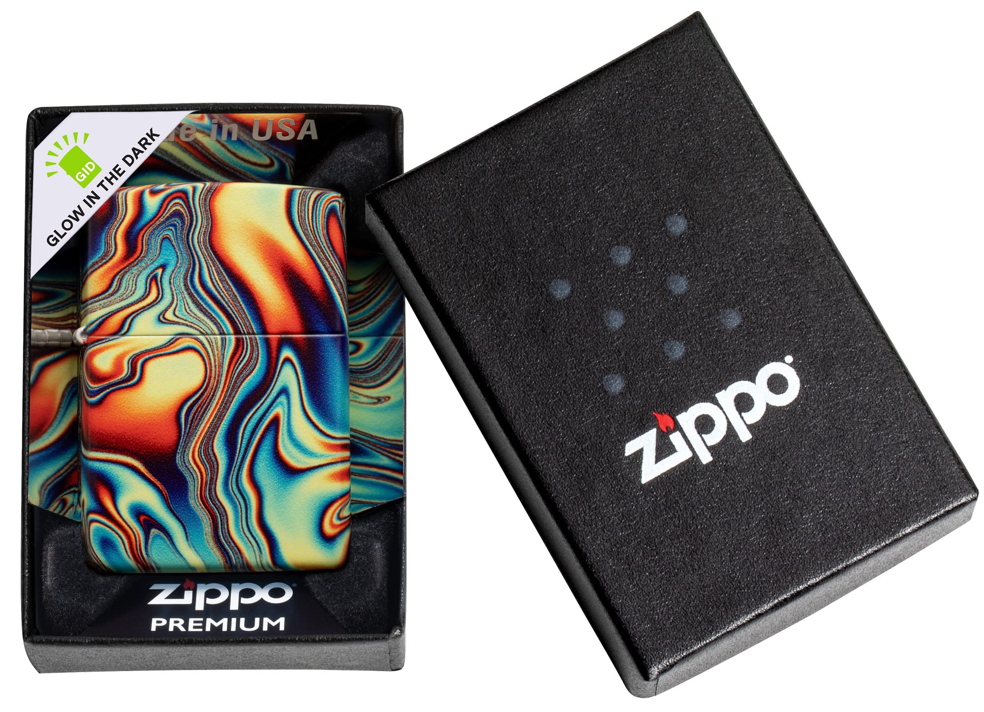 Zippo Colorful Swirl Design Glow in The Dark 540 Color Pocket Lighter