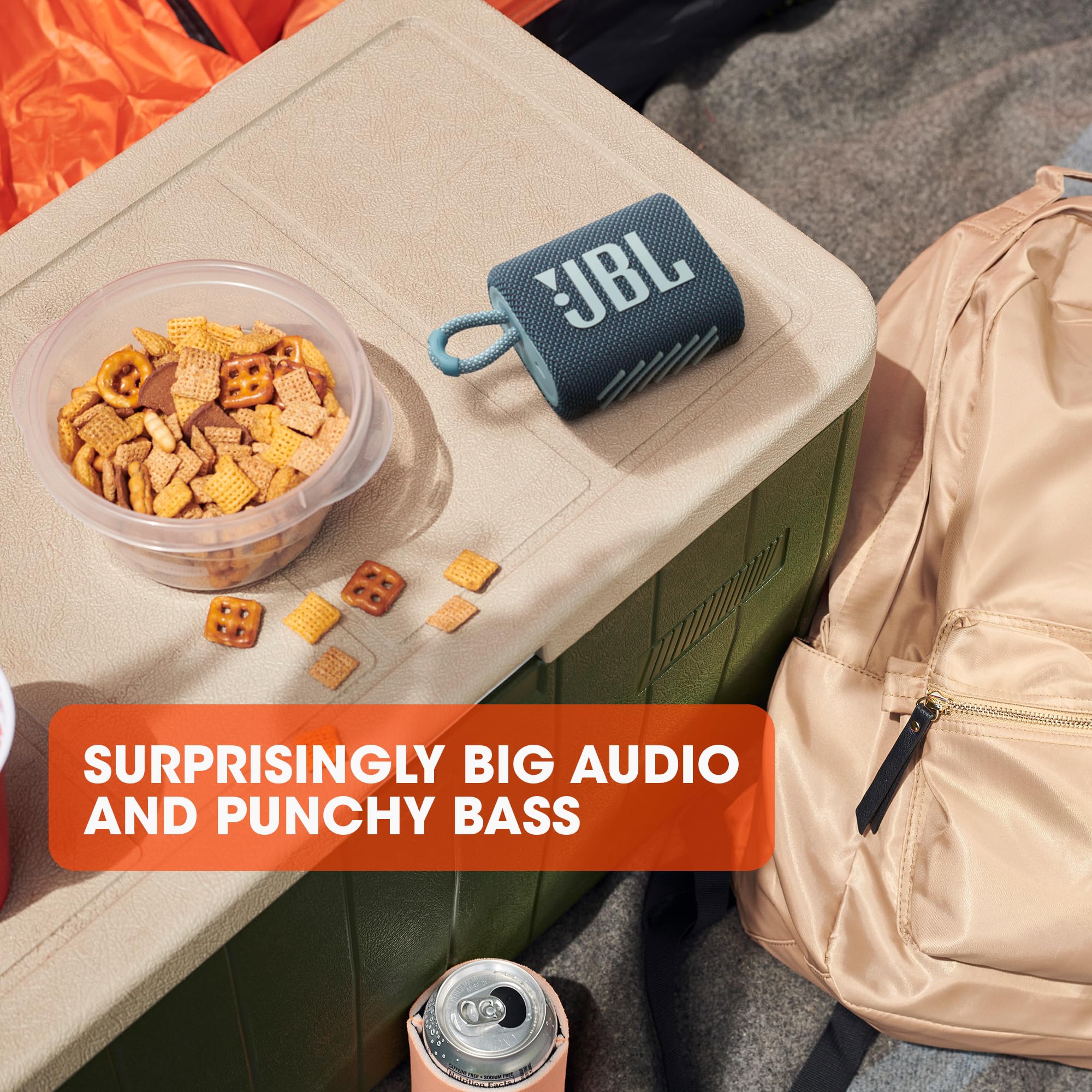 JBL Go 3 Eco: Portable Speaker with Bluetooth, Built-in Battery, Waterproof and Dustproof Feature - Blue