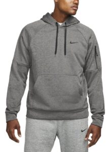 nike men's therma pullover fitness hoodie carbon heather/black