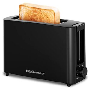 Elite Gourmet ECT118B Cool Touch Single Slice Toaster, 6 Toasting Levels & Wide Slot for Bagels, Waffles, Specialty Breads, Pastry, Snacks, Black