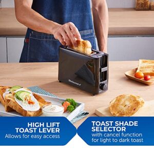 Elite Gourmet ECT118B Cool Touch Single Slice Toaster, 6 Toasting Levels & Wide Slot for Bagels, Waffles, Specialty Breads, Pastry, Snacks, Black