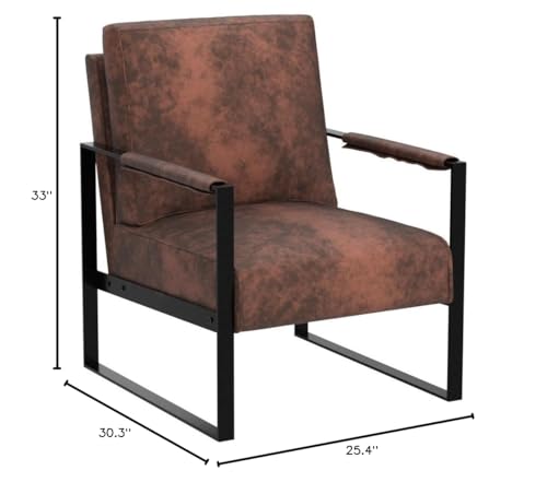 US Pride Furniture Iconic Mid Century Modern Accent Chair with Open Square Metal Frame and Luxurious Upholstery, Comfortable Armchair for Living Room, Bedroom, and Home Office, Microfiber, Brown