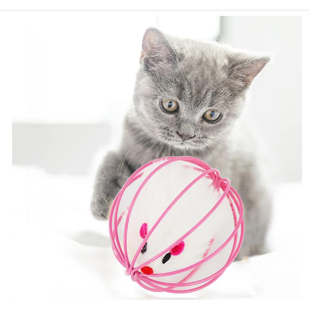 6pcs Cat Toy Caged Rats Rolling Wire Cage Plush Mouse Ball Interactive Ball Kitten Funny Catch Toys Pet Supplies Cat Accessories Cat Balls Playful Toy Caged Rats