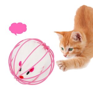 6pcs Cat Toy Caged Rats Rolling Wire Cage Plush Mouse Ball Interactive Ball Kitten Funny Catch Toys Pet Supplies Cat Accessories Cat Balls Playful Toy Caged Rats