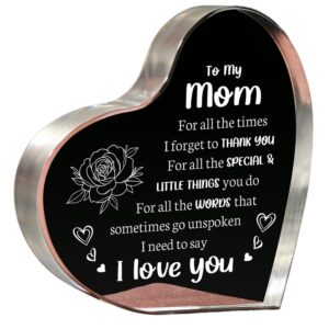 milcier gifts for mom, mom birthday gifts - acrylic keepsake 3.9x3.9 inch - i love you mom gifts from son daughter - best mothers day valentines day christmas gifts for mom