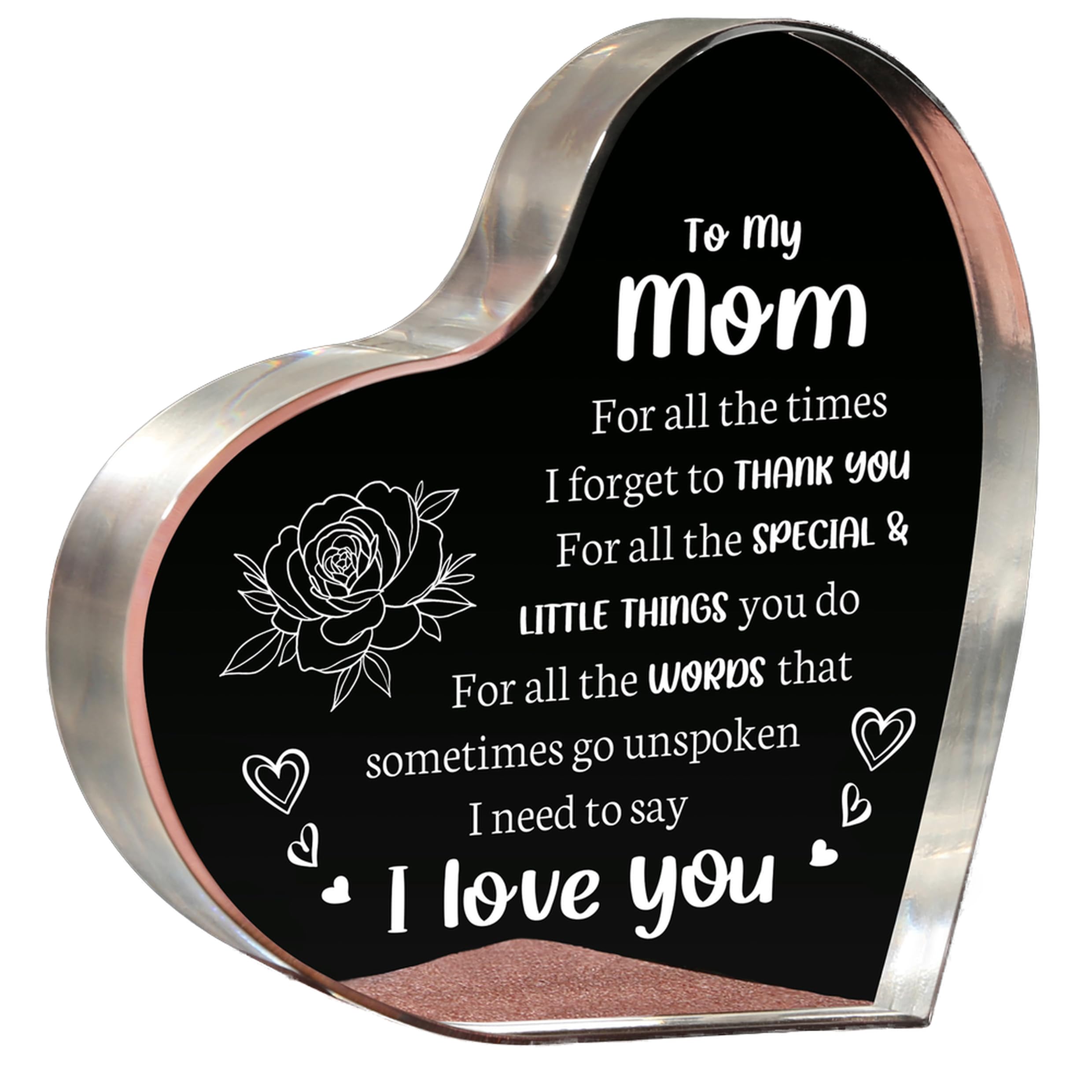 Milcier Gifts for Mom, Mom Birthday Gifts - Acrylic Keepsake 3.9x3.9 Inch - I Love You Mom Gifts from Son Daughter - Best Mothers Day Valentines Day Christmas Gifts for Mom