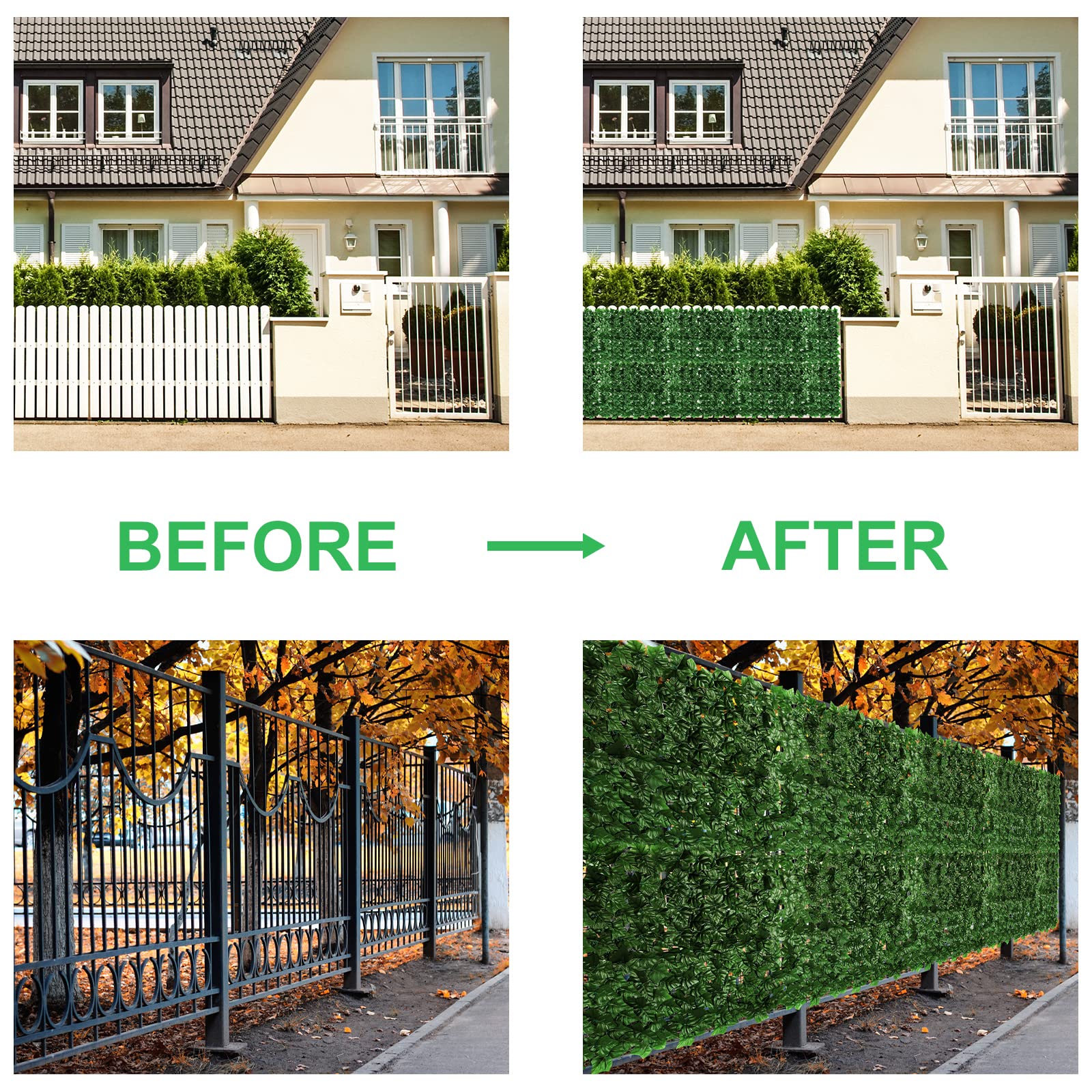 Skcoipsra Artifical Ivy Privacy Fence Screen, 47.2x157.5in(51sqft) Faux Ivy Vine Leaf Grass Wall, Artificial Hedges Greenery Backdrop Wall for Balcony Indoor Outdoor Garden Fence Decor