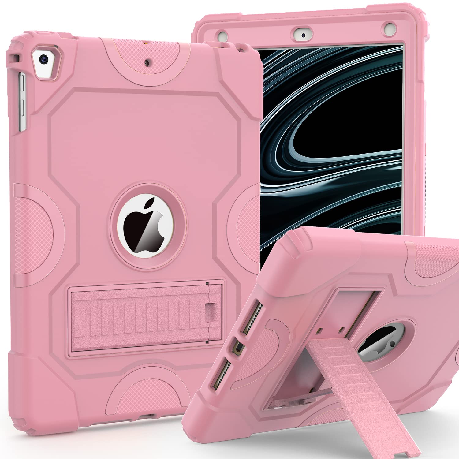 ZoneFoker Case for iPad 6th/5th Generation (9.7 Inch, 2018/2017 Model),iPad Air 2 & 1st Case, iPad Pro 9.7 Case 2016,Heavy Duty Shockproof Rugged Protective Case for iPad 9.7 Inch,Rose Gold