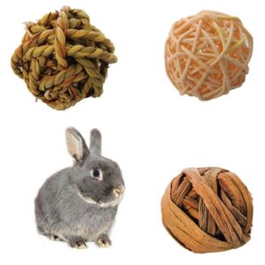 Small Animal Activity Chew Toys, Rabbits Bird Parrot Play Wicker Rattan Balls for Chinchilla Guinea Pig Rats Hamster Gerbil Degu Bunny(Water Hyacinth)