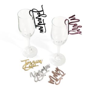 personalized wine glass charms, custom name tags, cocktail drink markers, hanging drink name tags for glasses, laser cut place name settings, drink accessories, guest names, drink labels (design 1)