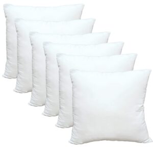 obruosci luxury throw pillow inserts, pack of 6, 18 x 18 inches hypoallergenic ultra soft white polyester microfiber durable couch cushion fillers