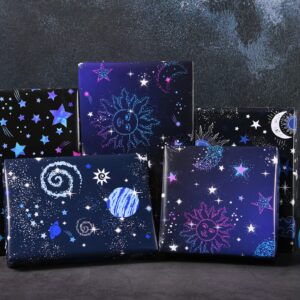 Titiweet Galaxy Wrapping Paper,Birthday Wrapping Paper for Men Women, 12 Sheets Constellation Wrapping Paper for Birthday Wedding Christmas, 20x28 Inches Per Sheet (Galaxy Constellation(12 sheets))