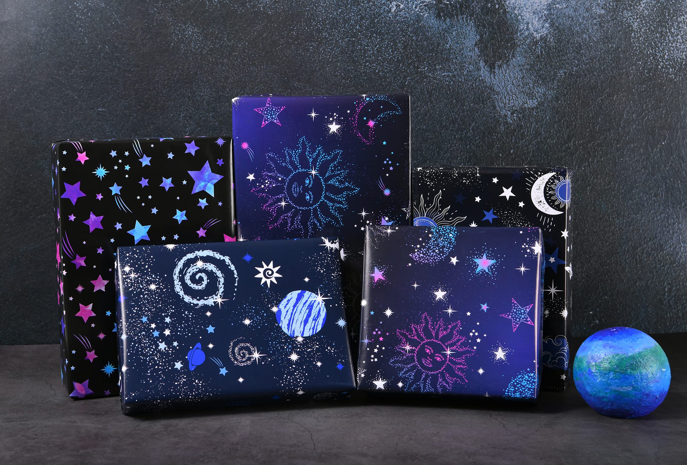 Titiweet Galaxy Wrapping Paper,Birthday Wrapping Paper for Men Women, 12 Sheets Constellation Wrapping Paper for Birthday Wedding Christmas, 20x28 Inches Per Sheet (Galaxy Constellation(12 sheets))