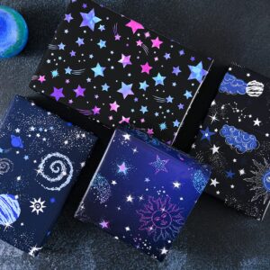 Titiweet Galaxy Wrapping Paper,Birthday Wrapping Paper for Men Women, 12 Sheets Constellation Wrapping Paper for Birthday Wedding Christmas, 20x28 Inches Per Sheet (Galaxy Constellation(12 sheets))