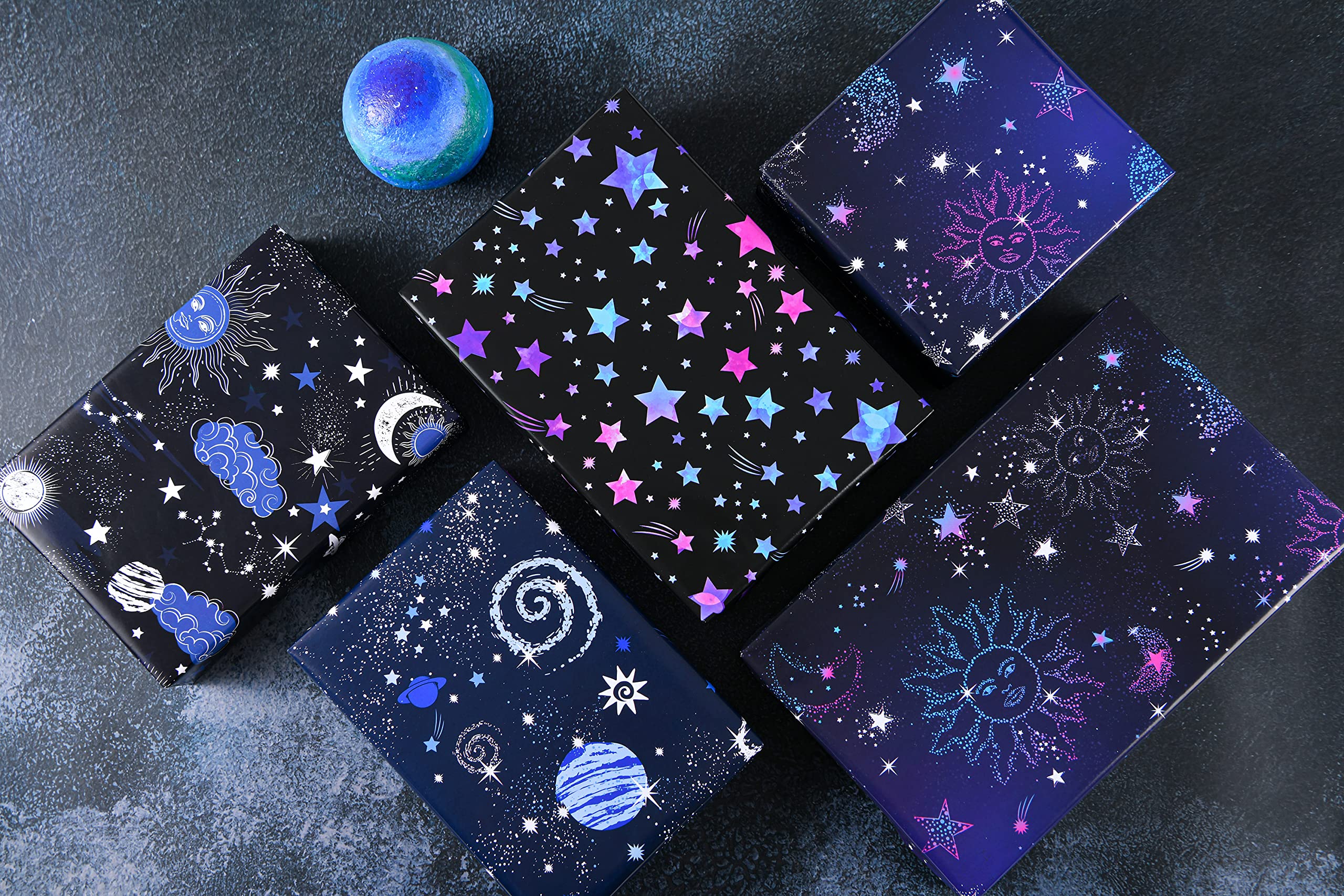 Titiweet Galaxy Wrapping Paper,Birthday Wrapping Paper for Men Women, 12 Sheets Constellation Wrapping Paper for Birthday Wedding Christmas, 20x28 Inches Per Sheet (Galaxy Constellation(12 sheets))