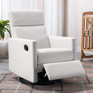 modern upholstered rocker chair plush seating glider swivel recliner chair, recliners can rotate 360°and support 3 adjustment angles, suitable for living rooms, bedrooms, apartments, etc (beige)