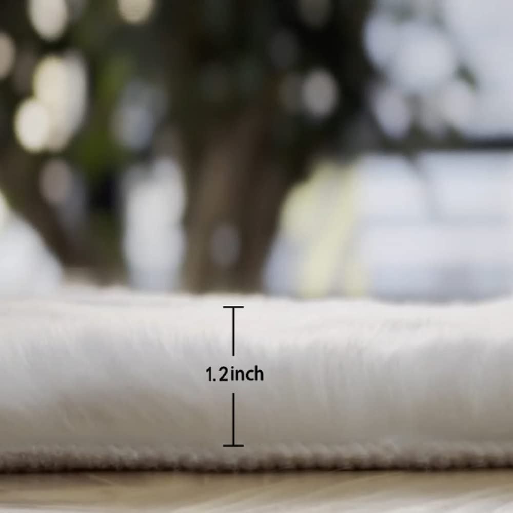 ORINOVA White Fluffy Living Room Rugs 6x9 Area Rug Washable Shag Rugs for Bedroom Faux Rabbit Fur Nursery Rug Rectangle Rug