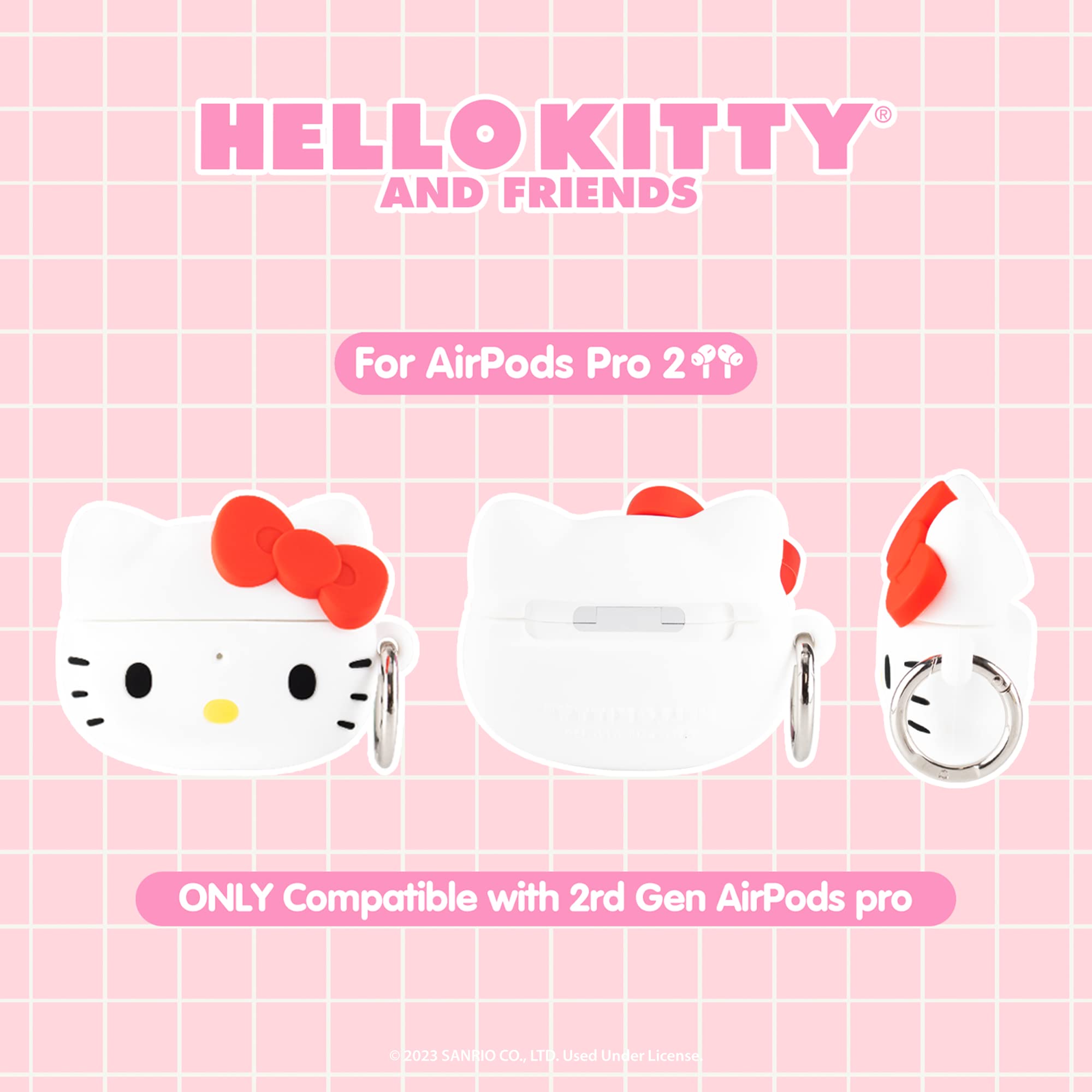 iFace AirPods Pro 2 Case [Hello Kitty and Friends] - Cute Silicone Protective Cover [Carabiner Included] [Wireless Charging Compatible] – Hello Kitty