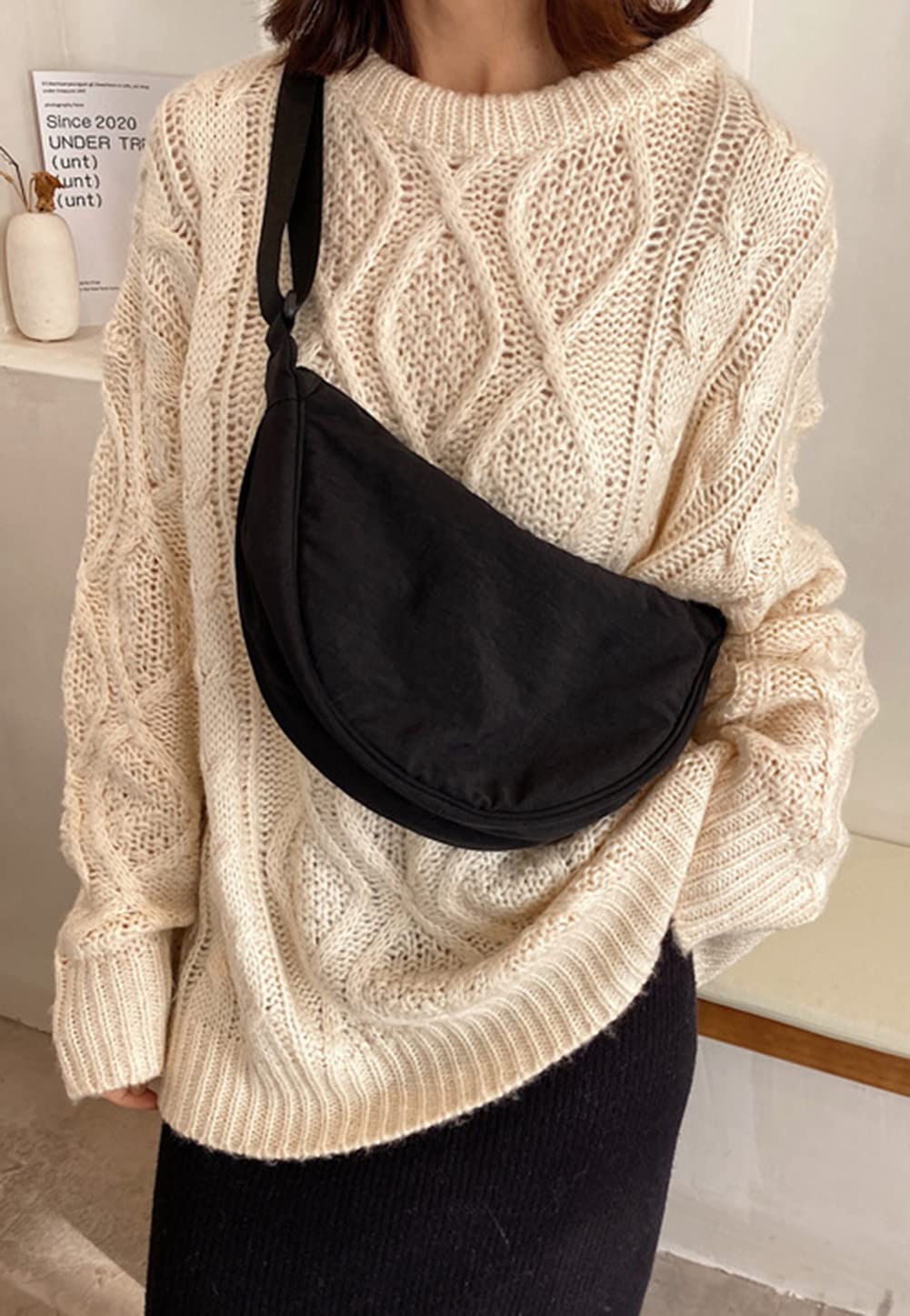 Crossbody Bag Hobo Sling Crescent Bag Women Men Trendy Small Shoulder Bag Purse Dumpling Bag Casual Handbag Adjustable Strap