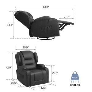 SAMERY Manual Recliner Chair Swivel Rocker Recliner Chairs, Nursery Rocking Chair Glider, 360° Swivel Ergonomic Lounge Chair w/Cup Holders/Pockets for Living Room