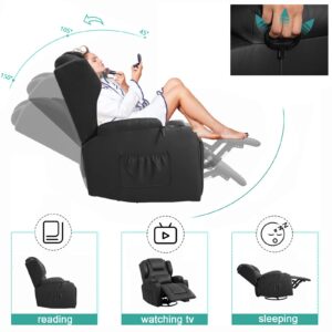 SAMERY Manual Recliner Chair Swivel Rocker Recliner Chairs, Nursery Rocking Chair Glider, 360° Swivel Ergonomic Lounge Chair w/Cup Holders/Pockets for Living Room