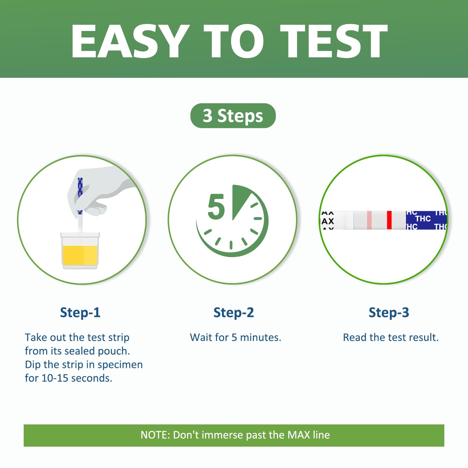 Carethetic THC Test Strips for Marijuana - Highly Sensitive Drug Test Kit Marijuana - Easy and Accurate at home Marijuana Drug Test Urine - Instant THC Drug Test Urine 25-Pack