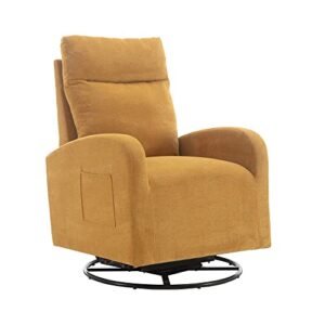 HomSof Swivel Glider Rocker Recliner, Yellow Polyester Rocking Chair for Nursery, Modern Lounge Chair for Living Room