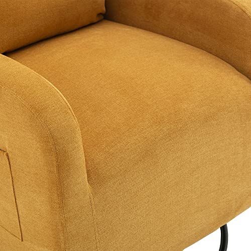 HomSof Swivel Glider Rocker Recliner, Yellow Polyester Rocking Chair for Nursery, Modern Lounge Chair for Living Room